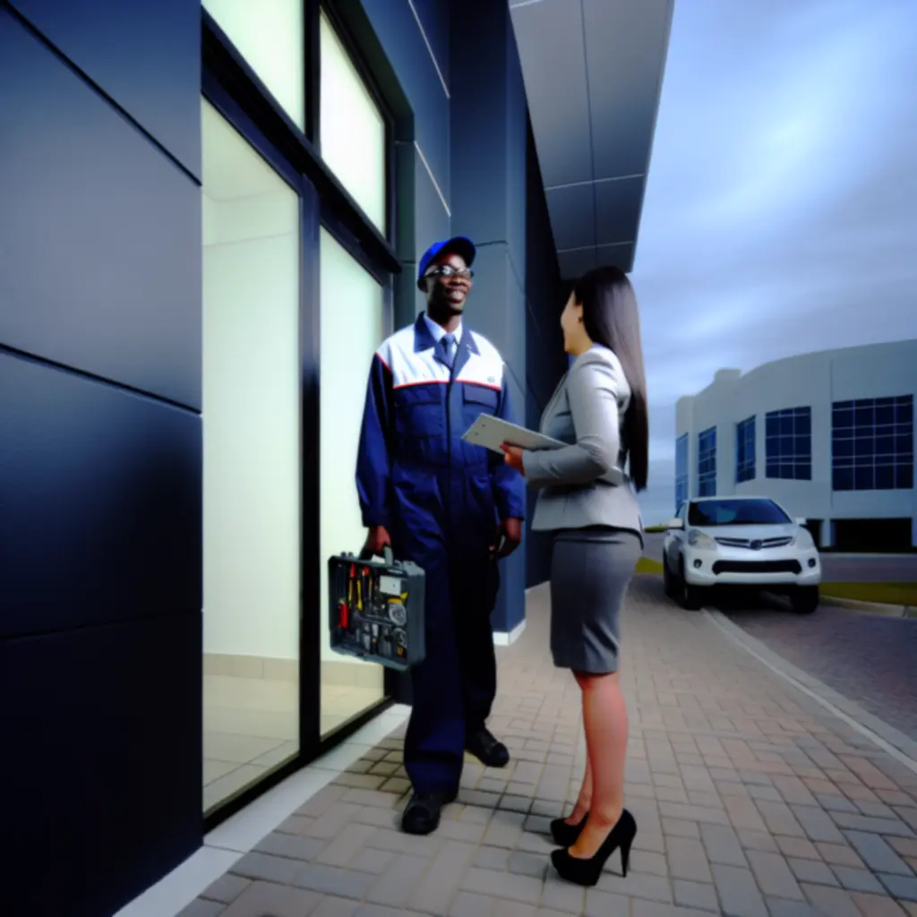 Serwisant UrbanMaintenancePL podczas wizyty technicznej w obiekcie komercyjnym